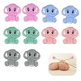 MYLERCT 10 Stück Maschenstopper, Stricknadel Stopper, Nadelspitze Protektoren Tierform Silikon, 5 Verschiedene Farben Maschenstopper für Stricknadeln, für Stricken Zubehör DIY Handarbeiten