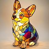 FDQAMLKX Katzenlampe, Mosaik-Katzenlampe, LED-Lampen Corgi/Mops - Handgefertigte Nachttischlampen aus Kunstharz, Wohnaccessoires für die Schlafzimmerbeleuchtung für Katzen- und Hundeliebhaber [Energi