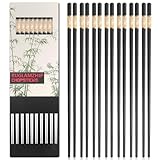 10 Paar Schwarz Essstäbchen, Legierung Essstäbchen Spülmaschinenfest, Essstäbchen Wiederverwendbare, Chinesische Japanischen Essstäbchen Anti-Rutsch für Sushi Asiatische Gerichte