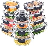 Skroam 24-Teiliges Glasbehälter-Set Mit Deckel - Frischhaltedosen für Lebensmittel, Meal Prep Boxen, Mikrowellengeeignet, BPA-Frei (12 Behälter & 12 Deckel)
