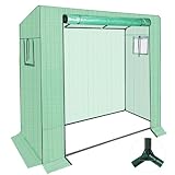 REAWOW Tomaten Gewächshaus 200 x 77 x 169/156 cm mit PE-Abdeckung und Fernster Tomatenhaus Tomatengewächshaus Ganzmetallrahmen kleines gewächshaus Robust Einfac