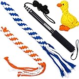QUINKLEY® Profi Reizangel Hunde - inkl. Ente [EXTREM LEICHT UND STABIEL] Professionelle Hundeangel mit 2 Ködern für Spielspaß, Hochwertiges Intelligenzspielzeug, Apportierspielzeug für große & kleine