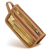 Four Candies Federmäppchen Transparent Federtaschen Farbig Mäppchen Etui Stifte, Groß Etui Schule Zippered Desk Organizer Schlamppermäppche Damen Tasche Halter Schreibwaren, Braun