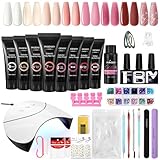 PHOENIXY Nagelset Gelnägel Starterset, 8 Farben Gel Nägel Set mit 36W U V/LED Nagellampe, Poly Nagelgel Set mit Manicure Tools Komplette Poly Nail Gel Starter Set Geschenk für Frauen