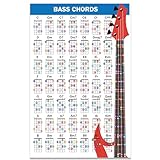QMG Bassgitarren-Akkord-Poster (27,9 x 43,2 cm), Bassgitarren-Zubehör, laminierte Bass-Akkord-Diagramm, 49 farbkodierte Akkorde, Anfänger-Bassakkorde, Diagramm zum Lernen von Musiktheorie