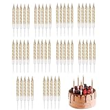 JJiaoLinin Geburtstagskerzen Kuchenkerzen mit Halterung Spiral Kuchen Kerzen,50 Stück Spiral Kuchen Kerzen Metallisch Kuchen Cupcake Kerzen Kurze Dünne Kuchen Kerzen für Torten Dekoration,Champagner