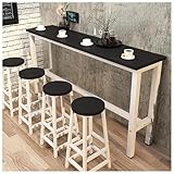Moderner Bartisch mit schlankem Design für Wohnzimmer Thekenhöhe Esstisch mit langem Frühstück Küche Rechteck Konsole Sofatisch inkl 2 Hocker Schwarze Oberfläche mit weißem Gestell 100x40