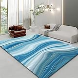 Xiaosua Anti Rutsch Teppich Teppich Raum Dunkelblau Minimalist Isch Gestreiftes Teppich Muster Salon Wasch Bar Teppich Kinderzimmer Junge 160X200Cm Teppich Für Schlafzimmer Blau 5Ft 3''X6Ft 6.7''