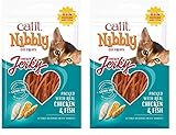 Catit Nibbly Jerky, Kaustreifen aus Hühnchen und Fisch für Katzen, 30g (Packung mit 2)