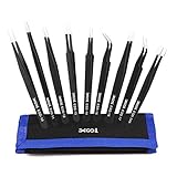 XOOL Pinzetten Set, 9-teilig Präzisions-Pinzette, Antistatische ESD-Sicherheit Edelstahl Pinzettenset, Nicht-Magnetischen, für Detaillierte Arbeiten und Reparaturen von Computern, Handys, Uhren