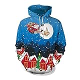Lustige Weihnachtspullover Herren Kapuzenpullover Herren Winter Basic Casual Hoody Mit Weihnacht Gedruckt Hooded Neuheit Mode Kapuzenpulli Bequem Pullover Pulli Geschenke Für Männer Weihnachten