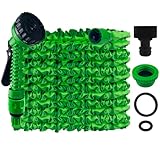 Gsakskdsap Gartenschlauch Flexibel, 50FT/15M Wasserschlauch Dehnbar Flexibler Schlauch Anschluss mit 7 Funktionen Garten Handbraus für Garten Haustier Autowäsche, Grün