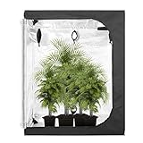 GA Growzelt C-Serie 120x60x150 cm (4X2) anzuchtzelt Zelt Reflektierendes Mylar-Hydrokultur-Gewächshauszelt wasserdichter Bodenwanne für Zimmerpflanzenanbau Schwarz