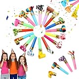 QHSXMQ 30 Stück Tröten Kindergeburtstag, Tröte, Trötren, Krachmacher, Kinder Jubel Partytröten, Partyspass Scherzartikel für Neujahr Geburtstag Party, Graduierung, Weihnachten