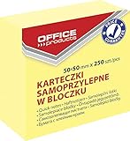 OFFICER PRODUCTS Mini-Selbstklebend Haftnotizen Gelb Basic/ 50 x 50mm/ 1 x 250 Blatt/Klebezettel Notes Würfel Haftnotizzettel Sticky Memo Notizblöcke Quadratisch für Büro Schule,