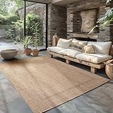 Carpettex Outdoor Teppich Wetterfest 200x300 (200 x 290 cm) Sisal Optik Beige - Ideal für Balkon, Garten, Terrasse und als Küchenteppich - Teppich Waschbar, Flachgewebe, Wasserfest, Pflegeleicht
