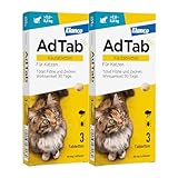 Sparset: Doppelpackung AdTab Floh- und Zeckenschutz für Katzen von über 2 bis 8 kg, Kautablette gegen Zecken und Flöhe, Schutz und Behandlung für 1 Monat, einfach zu verabreichen (3 St. pro Packung)