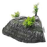 DIYEAH Schildkrötenplattform mit Kletterrampe und Sonnenterrasse aus Langlebigem Harz Realistische Fels Dekoration für Schildkrötenhabitat Schwimmende Insel und Versteck Geeignet für