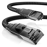 CSL - CAT 8.1 Netzwerkkabel 40 Gbits - 1m - Baumwollmantel - Black Series - LAN Kabel Patchkabel RJ45 - CAT 8 Gigabit Ethernet Cable - 40000 Mbits - S/FTP PIMF Schirmung - kompatibel zu Cat 6 Cat 7