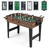 COSTWAY 10 in 1 Multi Spieltisch, Multifunktionstisch mit Tischfußball, Hockey, Billard, Shuffleboard, Bowling & 4 Brettspiele, Kombi-Tisch aus Holz Spielzimmer, Tischkicker für Kinder, Erwachsene