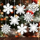 MIAHART 40 Stück weiße Schneeflocken-Ornamente, 4 Zoll, weißer Kunststoff, glitzernde Schneeflocken-Ornamente für Christbaumschmuck, Winter, Hochzeit, Weihnachtsfeier, Zubehör