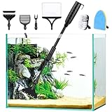 AQQA Aquarium-Reinigungsset,6-in-1 Aquarium Reinigung mit Schwamm Reinigungsbürste,Algenschaber,Fischnetz,Kies Sandrake,Pflanzengabel,Aquarienreiniger,Fish Tank Reiniger Set