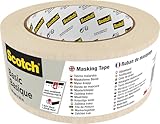 Scotch Abdeckband Basic, 48 mm x 50 m, Beige – Universal-Malerkrepp für Abklebearbeiten, Hochwertiges Kreppband für Malerarbeiten und Dekoration