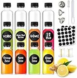 60 ml Mini-Glasflaschen mit Deckel, 12er Pack Schnapsflaschen zum Abfüllen, kleine Flaschen mit Trichter für ätherische Öle, Ginger Shot, Whisky, Ingwer, Schnaps, Likör und andere Getränke