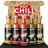TIMBER TASTE® Chili Sauce Geschenkset [5 x 40 ml] | Color Hot Sauce Set - Scharfe Soßen Geschenkset | Geschenke für Männer & Frauen | Scharfe Chili Sauce | Chili Geschenk - Chili Soße Geschenkset