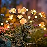 PATIOPIA Solarleuchten für den Garten, wasserdicht, verbesserte 20 LEDs, Solar-Blumenlichter für den Außenbereich, Glühwürmchen-Gartenleuchte für Wege, Höfe, Terrassendekoration (2 Stück, Warmweiß)