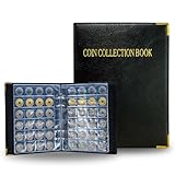 Ksvaye Münzalbum Euro Münzen Sammelalbum Münzsammelalbum 20 Seiten Münzsammelbuch Münzsammlung 480 Münztasche 3x3 cm Münzen Aufbewahrung für Souvenir Münzen 25 mm (Schwarz)