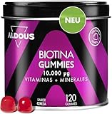 Biotin 10.000 mcg | 120 Gummibärchen | Kirschgeschmack | Haargummis | Folsäure, Zink, Selen, Jod + Vitamine | Biotin für Haare | Haare Haut & Nägel Vitamine | Multivitamine | Multivitamine