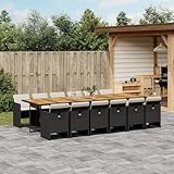 qohoio 13-TLG. Garten-Essgruppe mit Kissen GartenmöBel Set Gartenset Tisch Und StüHle Essgruppe Outdoor Schwarz Poly Rattan - 3277718