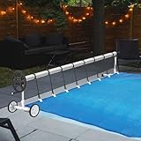 Froadp Pool Aufroller Aufrollvorrichtung 300-570cm Poolfolienaufroller aus Aluminium Aufrollsysteme Schwimmbadabdeckung Witterungsbeständiges Aufroller Poolabdeckung für Solarplane und Poolplanen