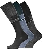 VCA 3 Paar Herren Comfort KNIESTRÜMPFE, Baumwolle mit Elasthan, ohne Gummibund