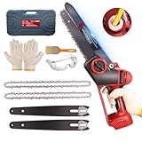 LADAMI Akku Kettensäge 8 Zoll, Mini Kettensäge mit Automatischer Ölung & Ersatzkette, Kabellose Handkettensäge kompatibel mit Makita 、Einhell 、bosch 18V Akkus für Garten, Holz, Äste & Brennholz