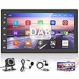 Podofo Autoradio Bluetooth Autoradio mit DAB Navi Android Freisprecheinrichtung Doppel Din mit Bildschirm RüCkfahrkamera Car Radio 7 Zoll 1080P Touchscreen DAB/GPS/FM/Bluetooth/USB/WiFi