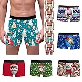 Dasongff Lustige Boxershorts Herren Baumwolle,Funktionsunterwäsche Herren,Bunte Männer Unterhosen Weiche Slip Schlicht Kurze Hosen Stylisches Weinachten Kostüm Geschenke Für Männer Weihnachten