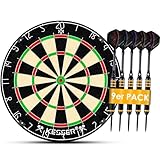 KESSER® Dartscheibe Kork mit 9 Dartpfeile Professional Dartboard + 21 Pro Flights + Zubehör Steeldart Offizielles Dartscheibe 9 Pfeilen Metallspitze Profi Steeldartscheibe Dartboard inkl. Montageset