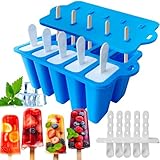 Eisformen Silikon, Eisformen Eis am Stiel Popsicle Formen Set 10 Hohlräume, Antihaftend DIY Amüsant Eis Form, für Kinder Erwachsen und Baby BPA-Freie