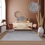 TT Home Waschbarer Wohnzimmer Teppich Esszimmer Kurzflor Unifarben Melierte Optik Modern, Farbe:Grau, Größe:160x220 cm