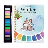 Aquarell-Übungsheft – Palette mit 12 leuchtenden Farben, Blumenmalübungen, Bastelset aus dickem Aquarellpapier mit Pinsel für kreative Kunstpraxis | F