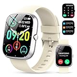 Smartwatch für Herren Damen,1,91' Voll Touch Smart watch mit Bluetooth Anrufe,100+Sportmodi IP68 Wasserdicht Sportuhr,Fitnessuhr mit Puls-Schlaf-Monitor Schrittzähler, Uhr für Android iOS(Weiß)