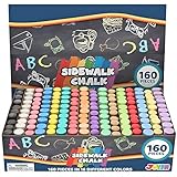 JOYIN 160 Stück Straßenmalkreide für Kinder Abwaschbare straßenmalkreide Set Ungiftige Jumbo-Kreide Waschbare Jumbo Kreide for Outdoor Art Play, Painting on Malkreid Tafel, Kreide Großpackung