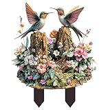 Kolibri-Gartenstecker – Acryl, flache Hofpfähle, Frühlingsdekoration, Gartenwerkzeugpfähle, dekorativer Pflanzstab für Außenbereich, Hof, Rasen, Kunstdekoration