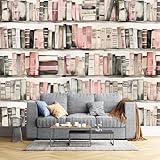 Eckfototapete Fototapete Aquarell Bücherregal Wohnzimmer Schlafzimmer Wandtapete Vintage Bibliothek Tapete Uv-Beständig Geruchsfrei Montagefertig