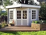 Alpholz 5-Eck Gartenhaus Monica-28 aus Massiv-Holz | Gerätehaus mit 28 mm Wandstärke | Garten Holzhaus inklusive Montagematerial | Geräteschuppen Größe: 300 x 300 cm | Flachdach