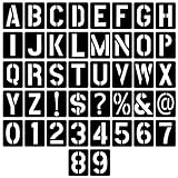 Buchstaben Schablone 42 Stück Wiederverwendbare Buchstaben Schablone Set 10cm Waschbar Zahlen Zeichen Schablonen Kunststoff Alphabetschablone für Holzschilder Malerei DIY und Handwerk