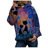 PPangUDing Damen Sweatshirt Hoodie Pullover Oberteile Langarmshirt Baumwolle 3D bedruckter Mode Kapuzenpullover Sweatjacke Winterjacke Mantel Outwear Sweater Freizeitkleidung