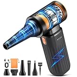 Kotopa Elektrische Staubgebläse, 3 Gang 200000 RPM Electric Air Duster mit 8000 mAh Akku Ultraleise Druckluft für PC Reinigungsset, Tastaturen, Autos und Außenbereich (Schwarz)